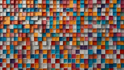 Animation of vivid colorful squares covering white background Generative AI