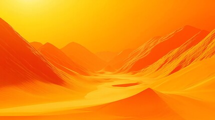 Fototapeta premium Vibrant Orange Desert Landscape AI Art- Sunlit Dunes and Mountains