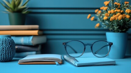 Serene Study Space: Blue Hues and Quiet Focus