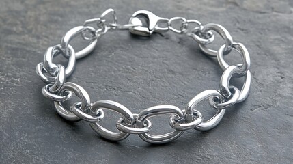 Fototapeta premium A statement bracelet with chunky links displayed on a monochromatic gray background.