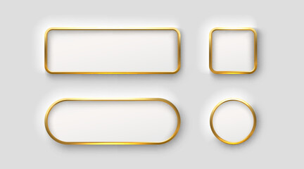 Frame button, golden color set, minimal label message. Vector illustration 