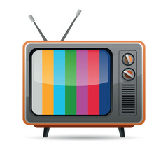 Retro TV Illustration with Color Bars &ndash; Vintage Television Vector