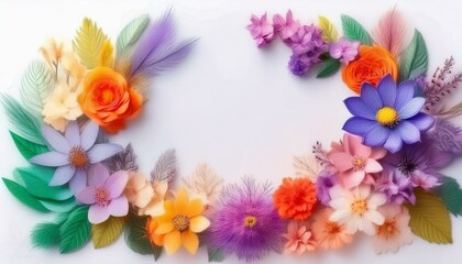 Obraz premium creative beautiful flowers frame isolated on a white background