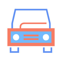 Obraz premium Car front view icon in blue and red outline, simple vector