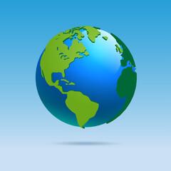3D Globe Vector Illustration - Earth Map with North America