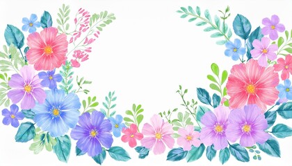creative beautiful flowers frame isolated on a white background