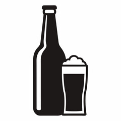 beer silhouette,glass beer bottle icon shape symbol. beer Black vector illustration