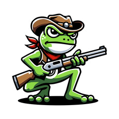 
Cowboy Frog Mascot on White background