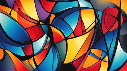 Fototapeta premium Abstract colorful geometric pattern with flowing shapes and vibrant hues creating dynamic design