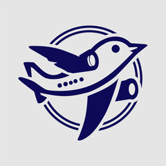 
Simple Airplane Logo Design with Bird Theme