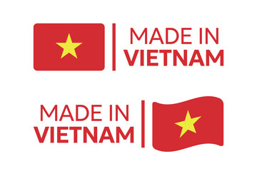 made in Vietnam labels set, Socialist Republic of Vietnam product icons