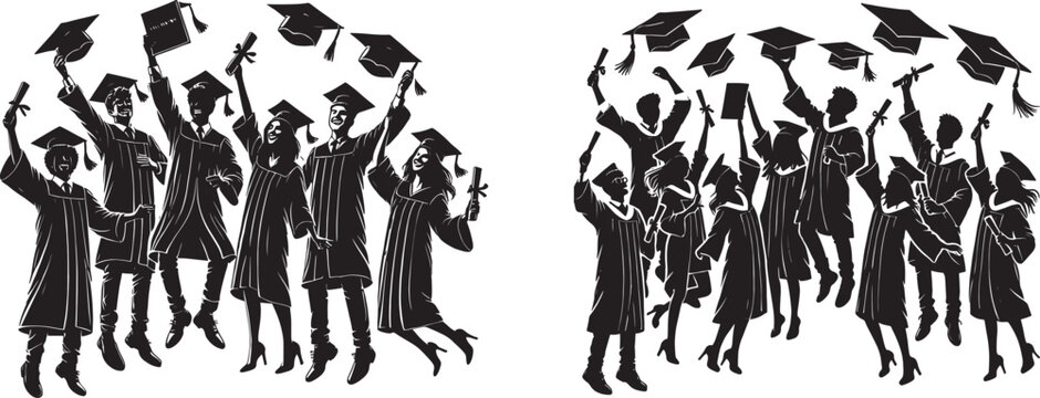 Graduate students convocation event vector art illustration