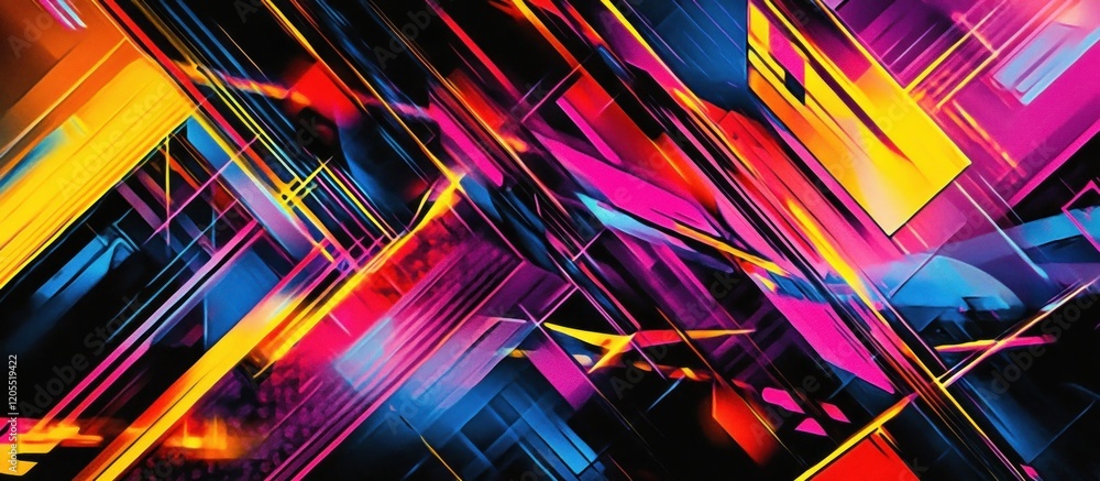 Poster abstract geometric composition of vibrant colors with diagonal lines and shapes