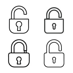Padlock Set Security Symbol Vector.