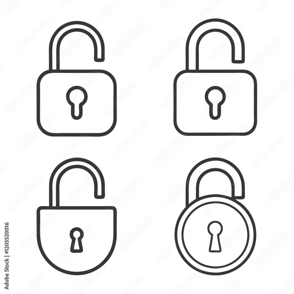 Poster padlock set security symbol vector.