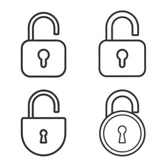 Padlock Set Security Symbol Vector.