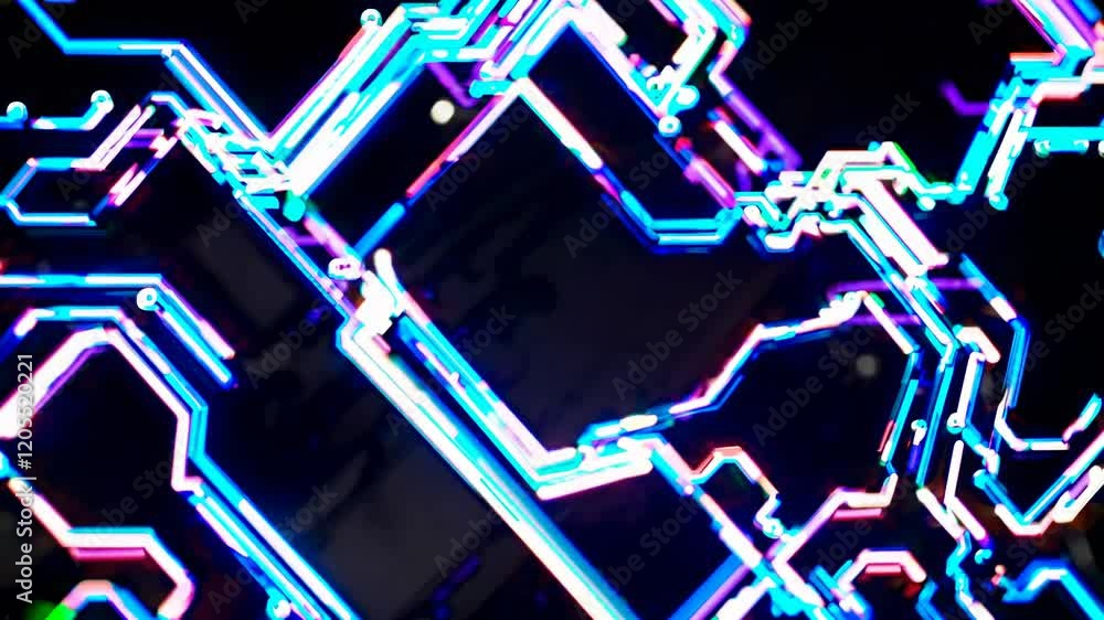 Aufkleber glowing neon circuitry creates a complex and futuristic technological network, symbolizing the power