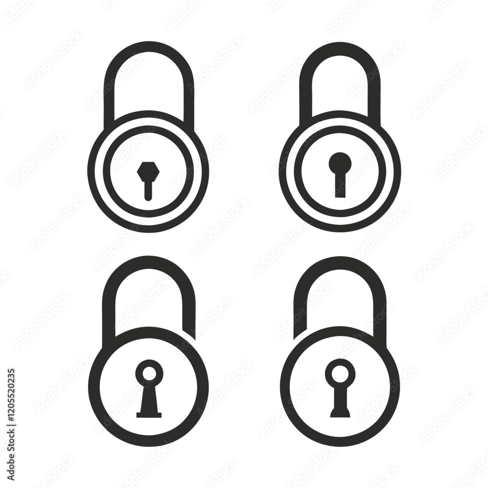 Poster padlock set security symbol vector.