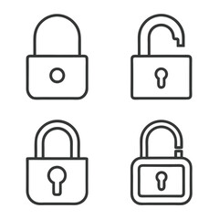 Padlock Set Security Symbol Vector.