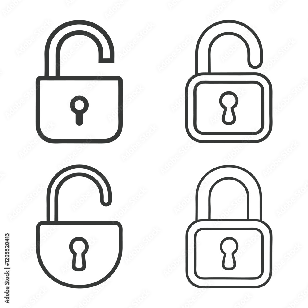 Poster padlock set security symbol vector.
