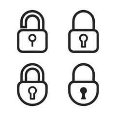 Padlock Set Security Symbol Vector.