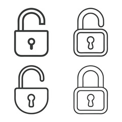 Padlock Set Security Symbol Vector.