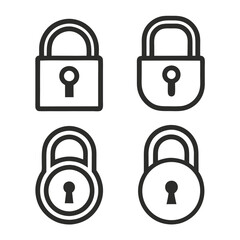 Padlock Set Security Symbol Vector.