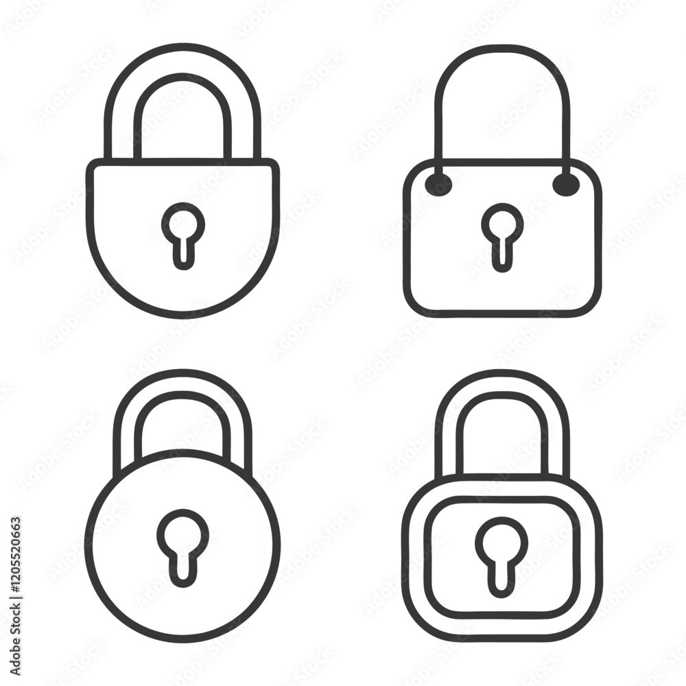 Poster padlock set security symbol vector.
