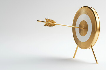 golden target with arrow striking center, symbolizing achievement and focus. sleek design and shiny finish create modern and motivational atmosphere