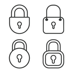 Padlock Set Security Symbol Vector.