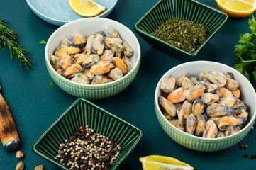 Frozen seafood ready to cook.