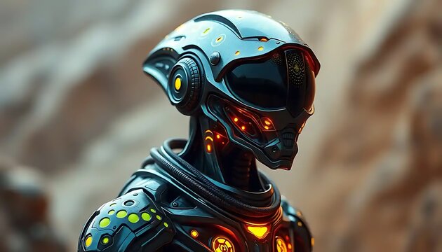Futuristic Astronaut Portrait in Advanced Spacesuit