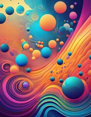 fond pour affiche flyer cr&eacute;ation graphique collage couleur en ia bulles et &eacute;nergie 70's	
