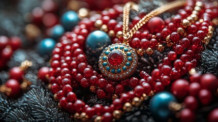 Luxury jewelry with red and blue gemstones