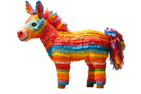 Bright colorful donkey pinata transparent background. PNG  - Powered by Adobe