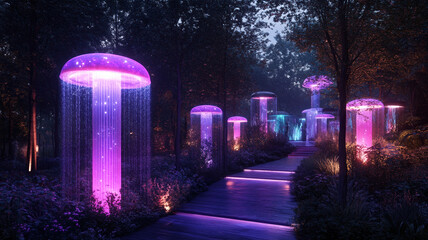 Exciting new events and activations designed to attract Gen Z to the park, featuring vibrant neon arches and sculptures radiating a brilliant glow.