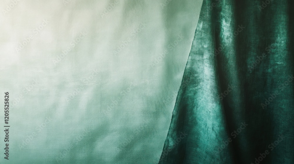 Poster abstract fabric texture with gradient and dark green curtains close up