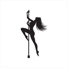 Graceful Pole Dancer Silhouette Illustration
