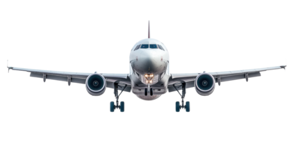 Airplane Landing Front View Airliner Approach Front View Jet Aircraft Commercial Flight Transportation