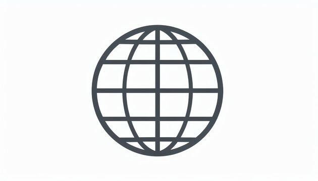 Globe icon with latitude and longitude lines, simple globe symbol, abstract earth illustration with grid design, network, communication, connection, map, world, symbol