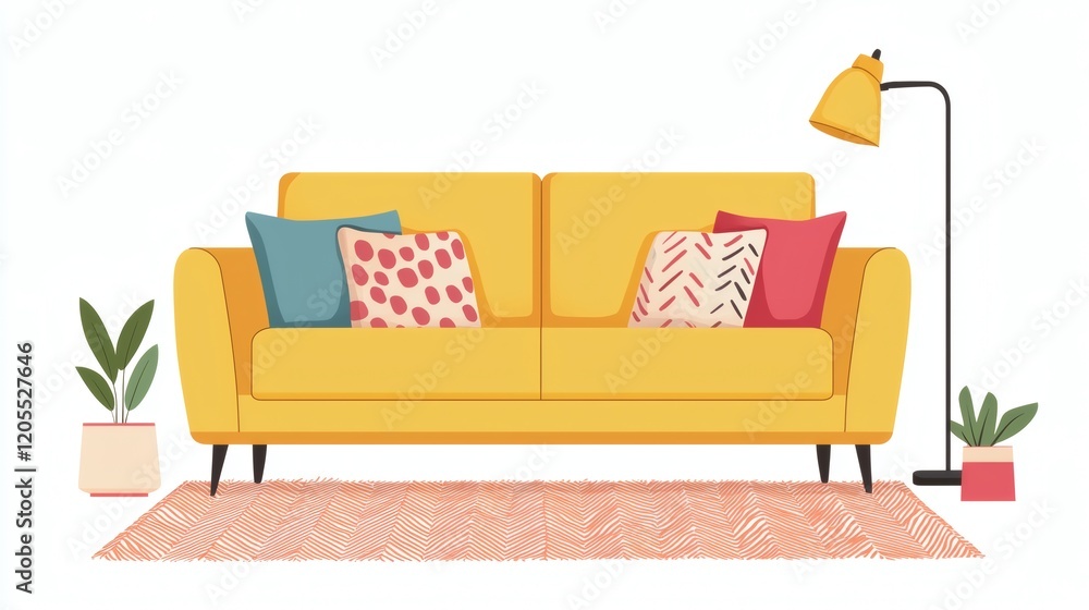 Aufkleber Illustration of balance between work and personal life showing a cozy and efficient workspace Stock Photo with side copy space