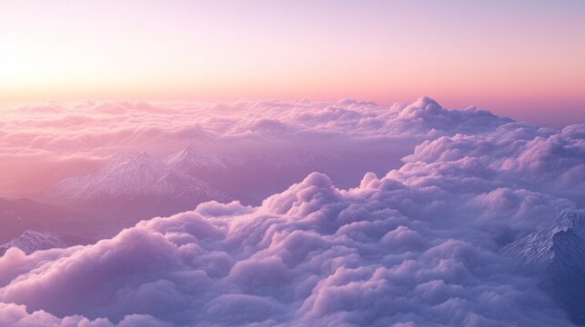 Dreamy Pink Clouds and Snowy Peaks at Sunset, a serene landscape scene perfect for backgrounds