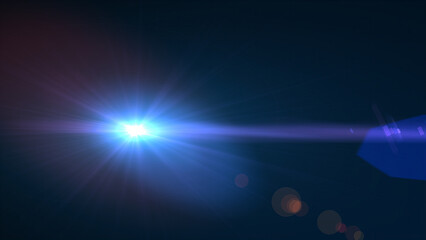 青いレンズフレア　横長