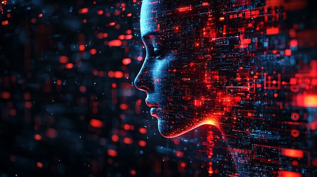 A high-tech disruption of traditional business, with deep learning and cutting-edge technology creating a globalized future, in a sleek, futuristic style 