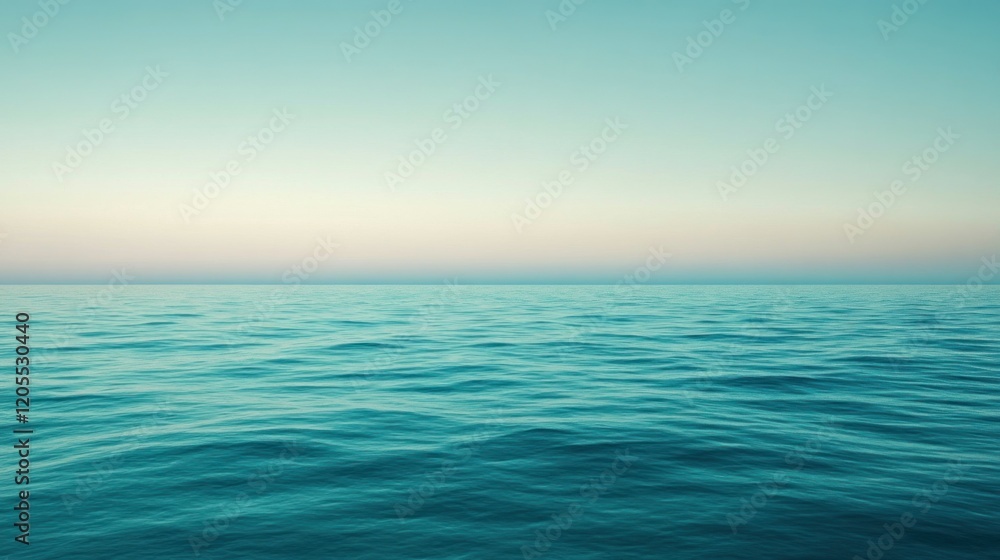 Aufkleber calm turquoise ocean with a gradient sky at dawn creating a serene seascape view