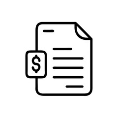 Loan document with dollar sign icon representing borrowing and finance 