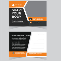 Health Care Postcard Template Design, gym postcard, corporate design