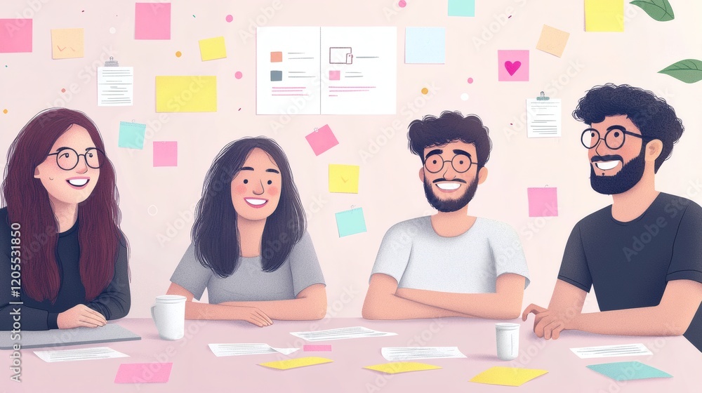 Poster illustration of a step-by-step guide to virtual meeting etiquette including tips on preparation and 