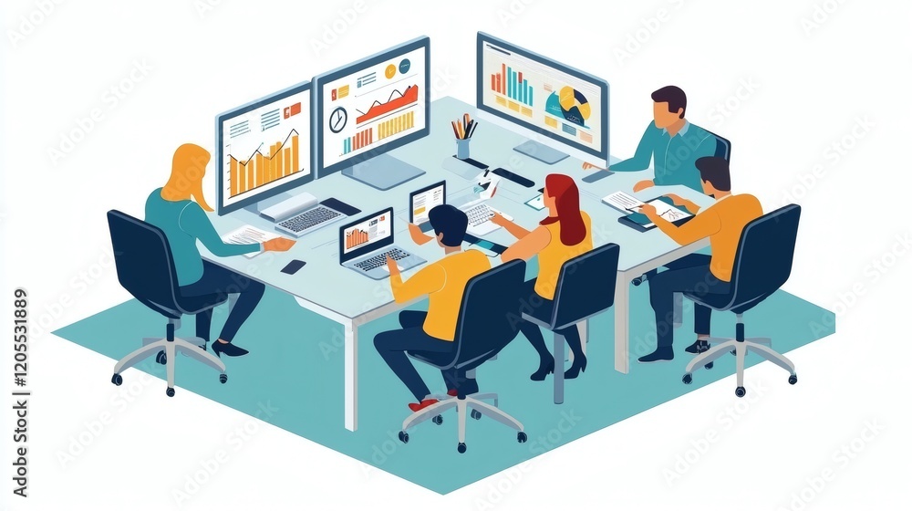 Poster illustration of a step-by-step guide to virtual meeting etiquette including tips on preparation and 
