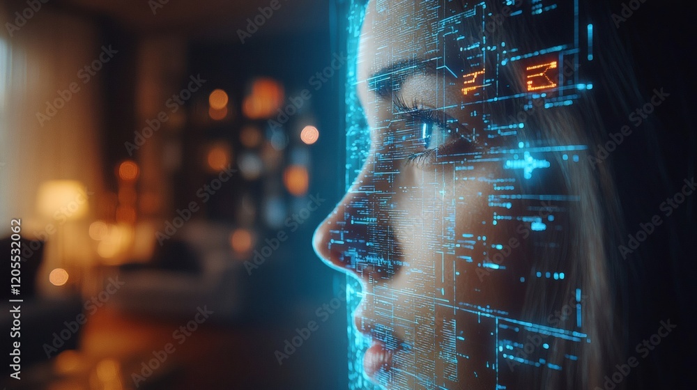 Poster Remote team interacting in a lively discussion with visible chat messages and shared documents Stock Photo with side copy space